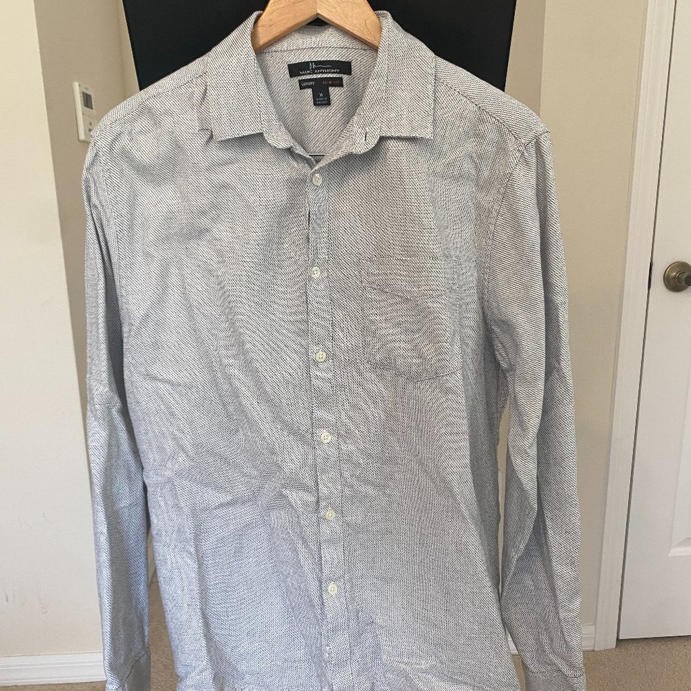 Marc Anthony Mens Black & White Patterned Button Down Shirt - Size: Medium